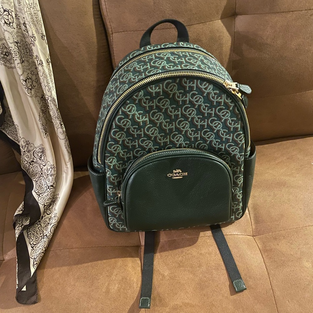 COACH signature green court monogram backpack